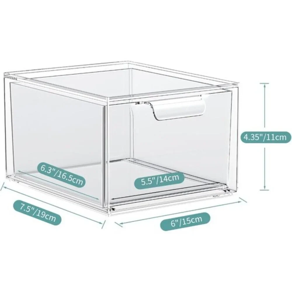 New 2-Pack Stackable Clear Makeup Organizer Drawers for Vanity & Pantry